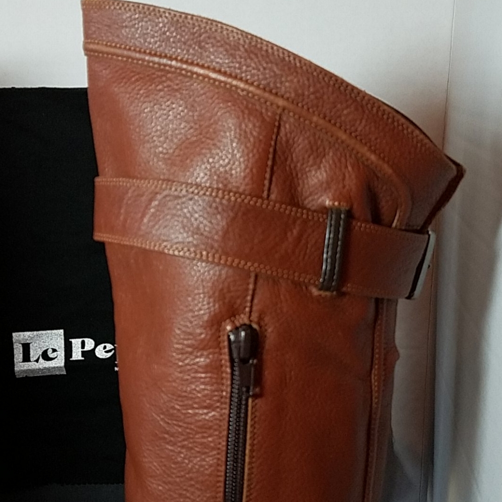Le Pepe Buckle Top Tall Leather Boots - Picture 3 of 12